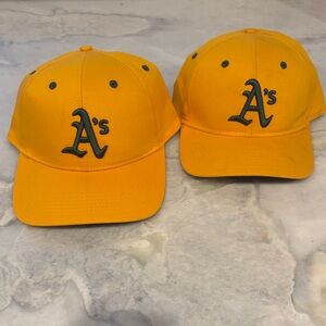 Yellow Baseball Caps with Green Logo